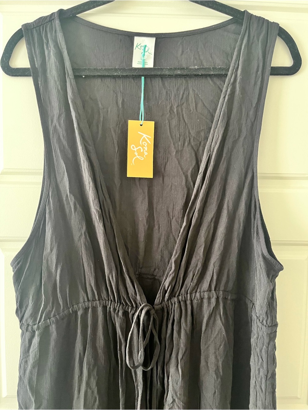Kona Sol Black Sleeveless Swim Coverup Maxi Dress - Picture 3 of 3